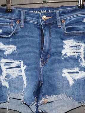 American Eagle Outfitters Distressed Blue Ripped Denim Shorts
